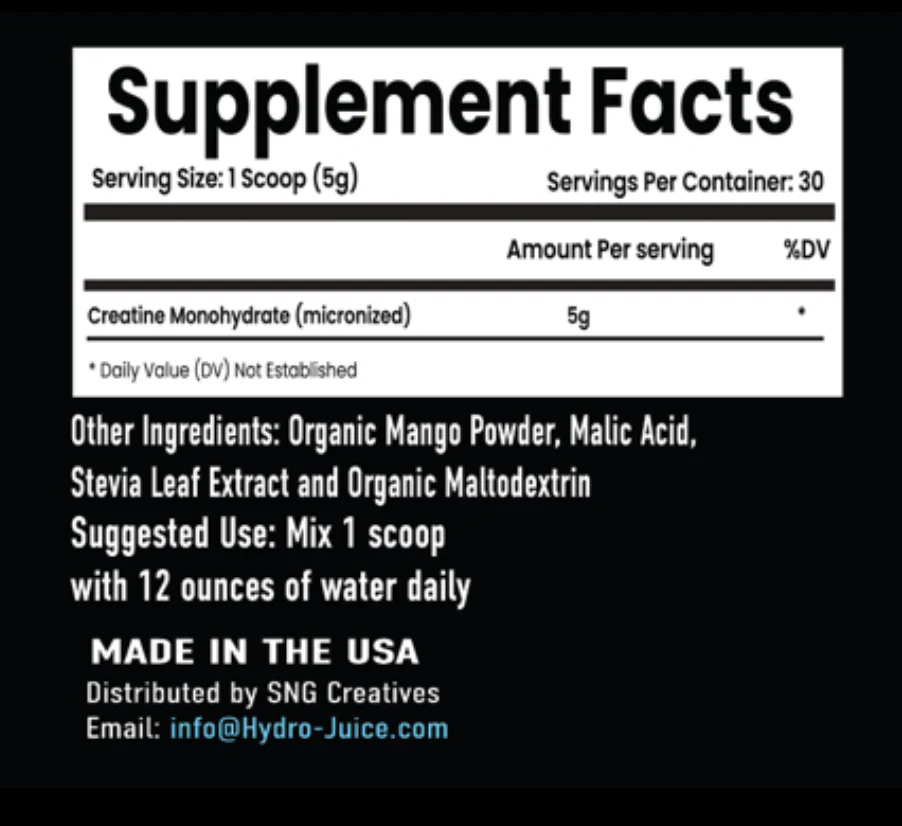HydroJuice Creatine Organic Mango - Image 2